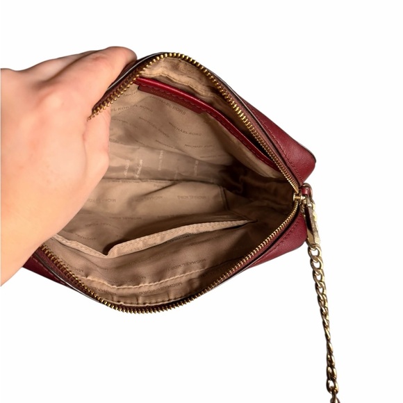 Michael Kors Red/Burgundy & Brown Monogram Crossbody Bag - Picture 10 of 11